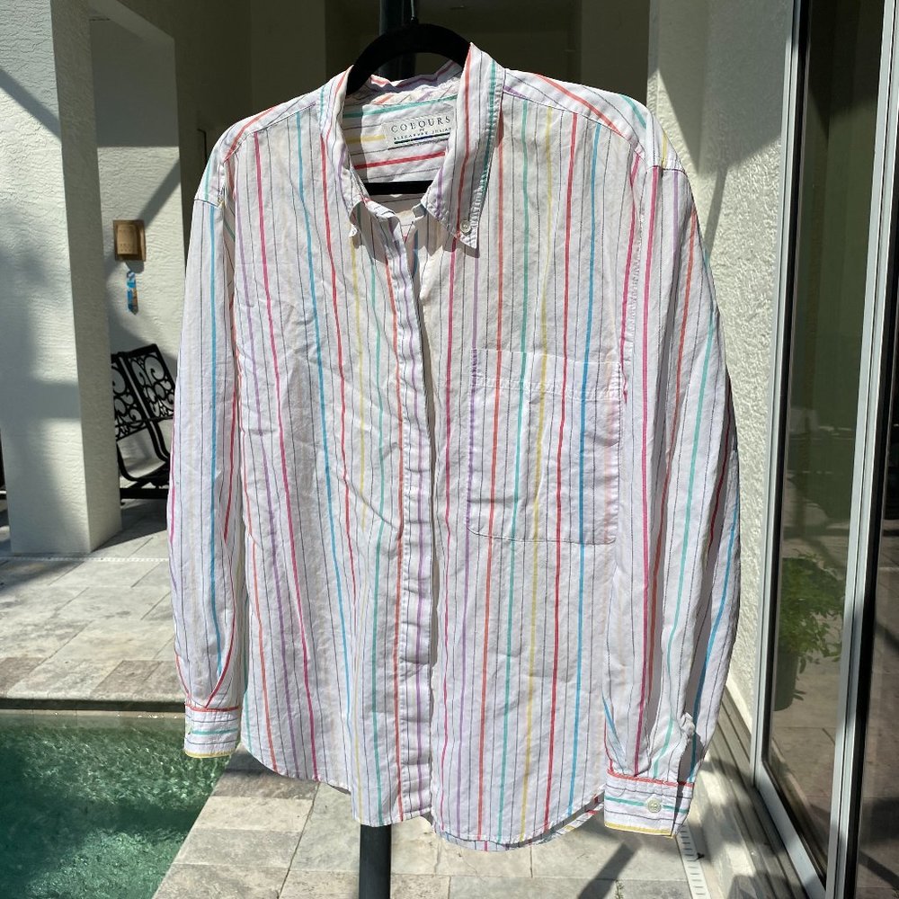Colours by Alexander Julian Vintage Colorful Striped Button Up Shirt